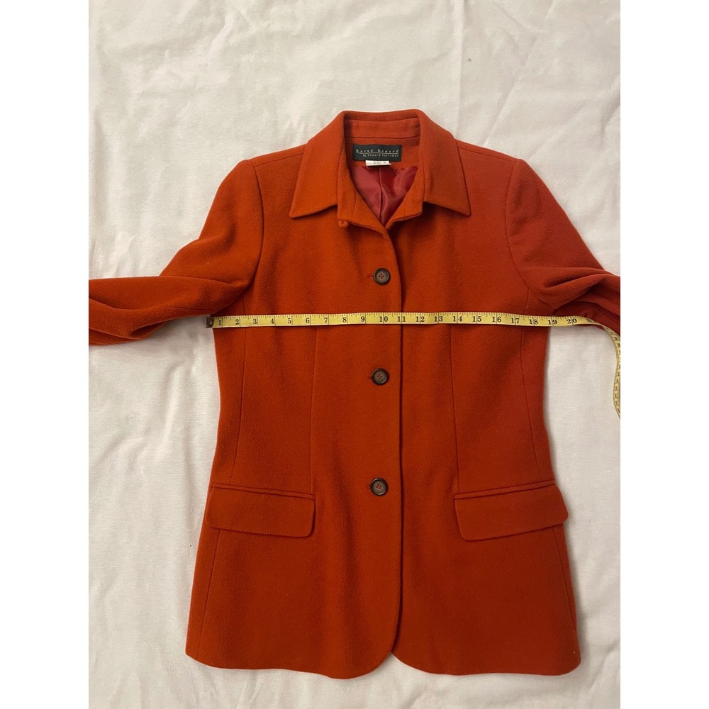 Harve Benard Vintage Wool Cashmere Blazer Orange Rust Button Up Jacket Size 8 - Picture 8 of 9
